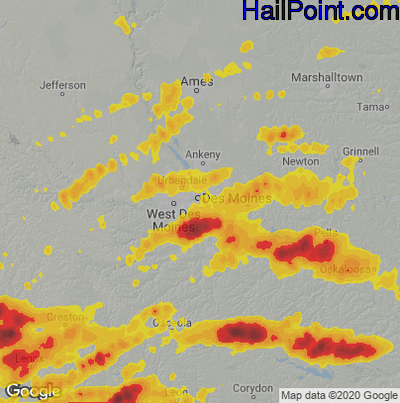 Hail Map For Des Moines IA Region On September 17 2022