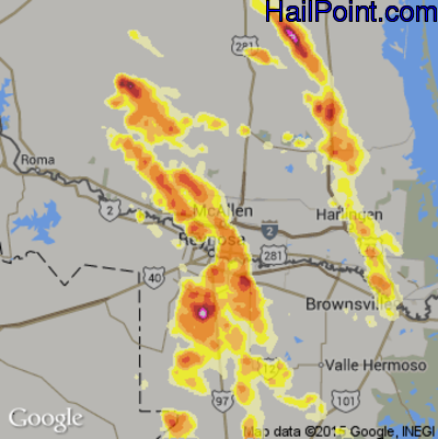 Hail Map for McAllen, TX Region on April 20, 2012 