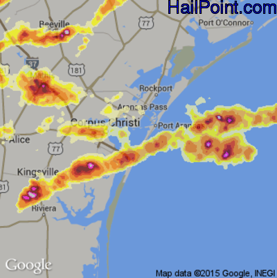 Hail Map for Corpus Christi, TX Region on May 10, 2012 
