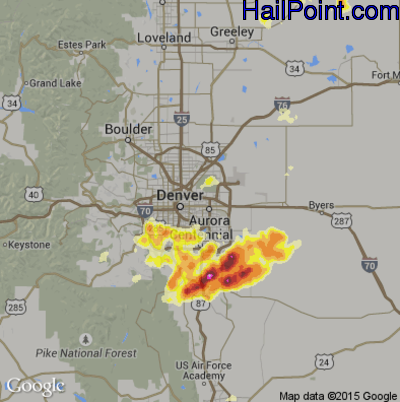 Hail Map for Denver, CO Region on June 6, 2012 