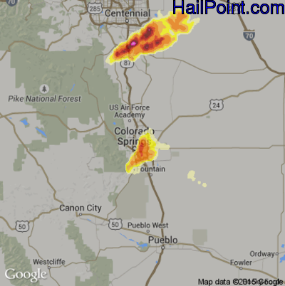 Hail Map for Colorado Springs, CO Region on June 6, 2012 