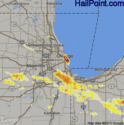 Hail Map for Chicago, IL Region on June 28, 2012 