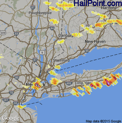 Hail Map for Stamford, CT Region on July 18, 2012 
