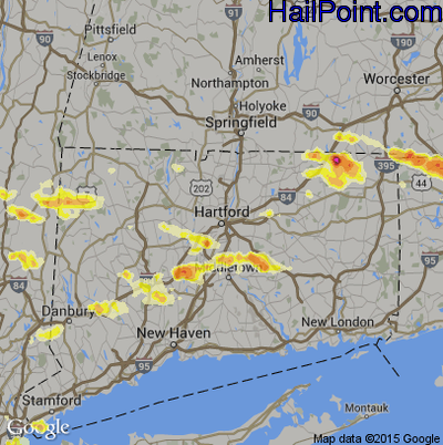 Hail Map for Hartford, CT Region on July 18, 2012 