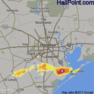 Hail Map for Houston, TX Region on April 3, 2013 