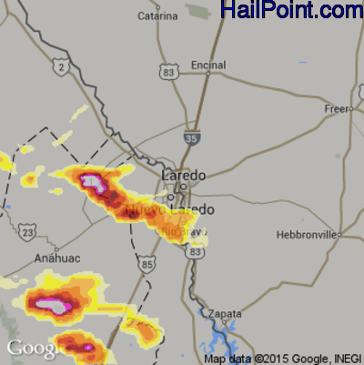 Hail Map for Laredo, TX Region on May 11, 2013 