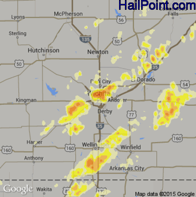 Hail Map for Wichita, KS Region on May 19, 2013 
