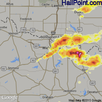 Hail Map for Wichita Falls, TX Region on May 20, 2013 