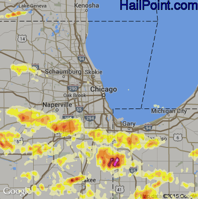 Hail Map for Chicago, IL Region on June 12, 2013 