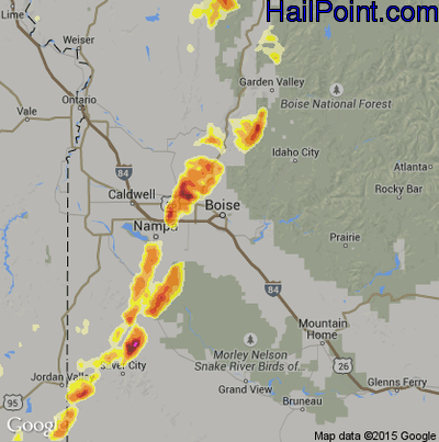 Hail Map for Boise, ID Region on September 5, 2013 