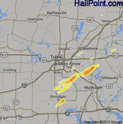 Hail Map for Tulsa, OK Region on April 3, 2014 
