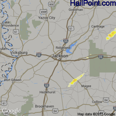 Hail Map for Jackson, MS Region on April 6, 2014 