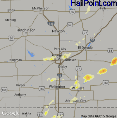 Hail Map for Wichita, KS Region on April 13, 2014 