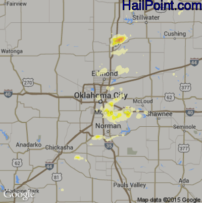 Hail Map for Oklahoma City, OK Region on April 13, 2014 
