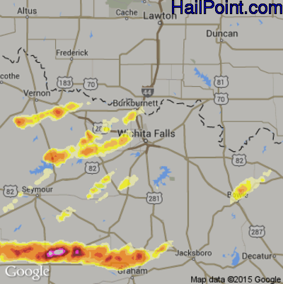 Hail Map for Wichita Falls, TX Region on April 24, 2014 