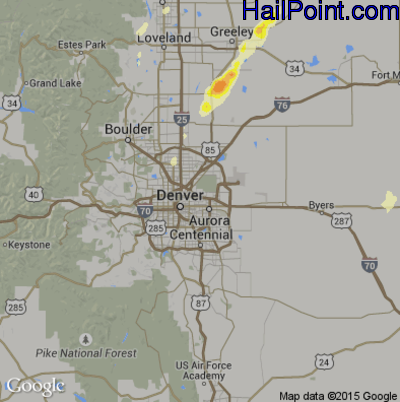 Hail Map for Denver, CO Region on May 7, 2014 