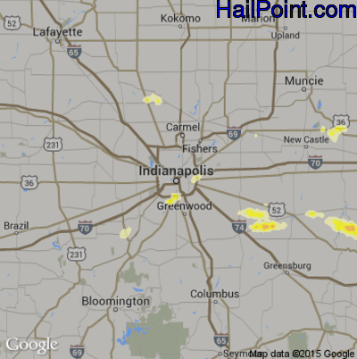 Hail Map for Indianapolis, IN Region on May 11, 2014 