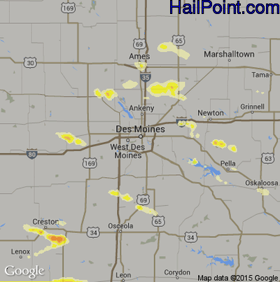 Hail Map for Des Moines, IA Region on May 20, 2014 