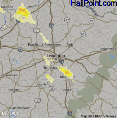 Hail Map for Lexington, KY Region on May 21, 2014 