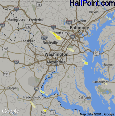 Hail Map for Washington, DC Region on May 22, 2014 