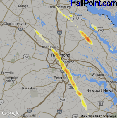Hail Map for Richmond, VA Region on May 22, 2014 