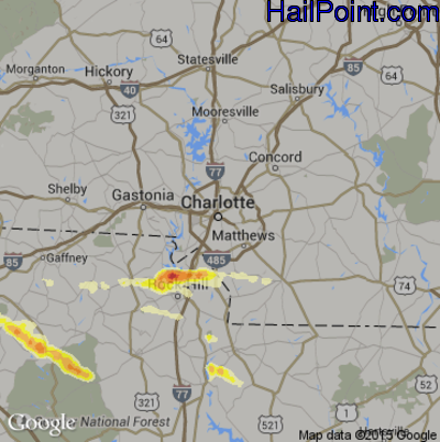 Hail Map for Charlotte, NC Region on May 23, 2014 