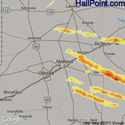 Hail Map for Midland, TX Region on May 26, 2014 