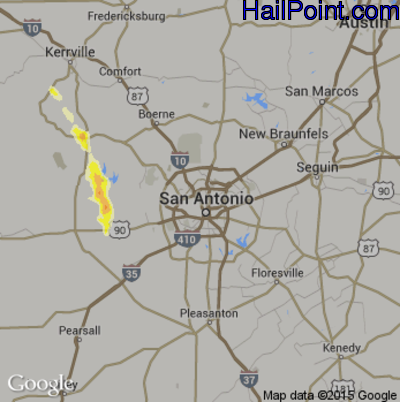 Hail Map for San Antonio, TX Region on May 27, 2014 
