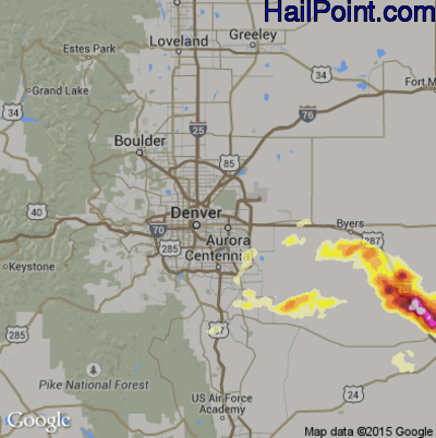 Hail Map for Denver, CO Region on June 5, 2014 