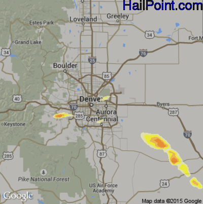 Hail Map for Denver, CO Region on June 5, 2014 