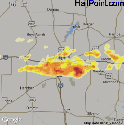Hail Map for Amarillo, TX Region on June 6, 2014 