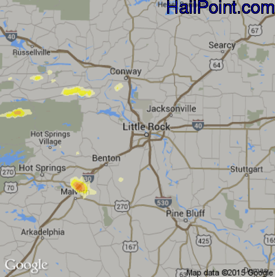 Hail Map for Little Rock, AR Region on June 7, 2014 