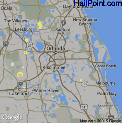 Hail Map for Orlando, FL Region on June 10, 2014 