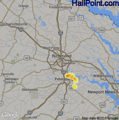 Hail Map for Richmond, VA Region on June 11, 2014 