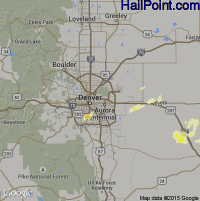 Hail Map for Denver, CO Region on June 14, 2014 