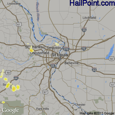 Hail Map for St. Louis, MO Region on June 22, 2014 