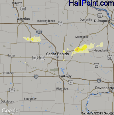 Hail Map for Cedar Rapids, IA Region on June 30, 2014 