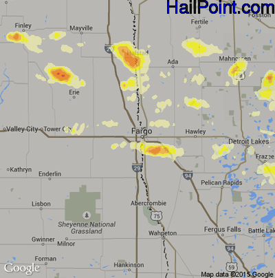 Hail Map for Fargo, ND Region on July 6, 2014 
