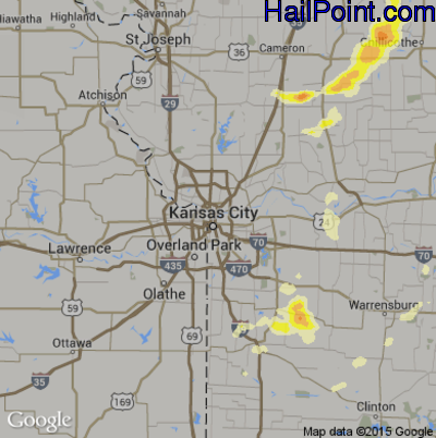 Hail Map for Kansas City, MO Region on July 6, 2014 