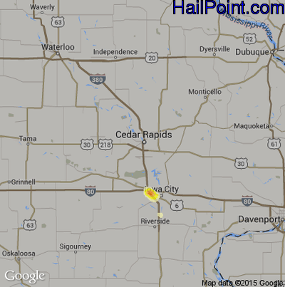Hail Map for Cedar Rapids, IA Region on August 4, 2014 