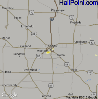 Hail Map for Lubbock, TX Region on August 28, 2014 