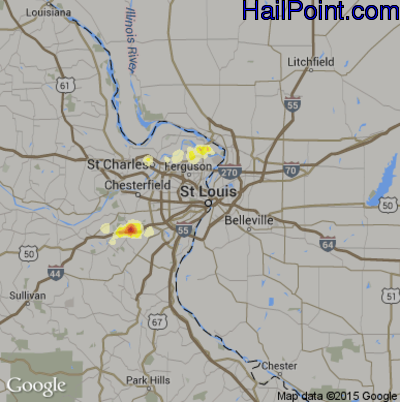 Hail Map for St. Louis, MO Region on September 2, 2014 