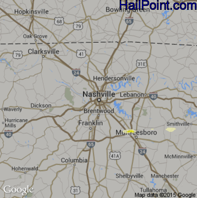 Hail Map for Nashville, TN Region on October 6, 2014 