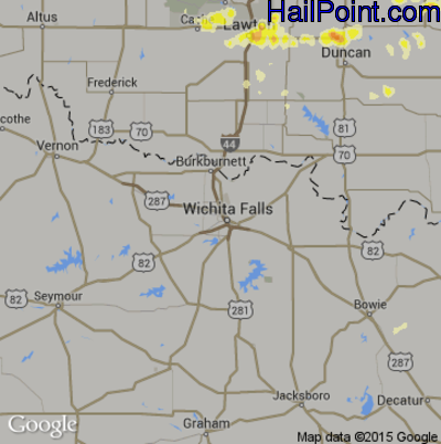 Hail Map for Wichita Falls, TX Region on March 26, 2015 