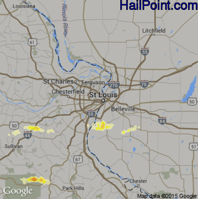 Hail Map for St. Louis, MO Region on April 2, 2015 