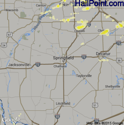 Hail Map for Springfield, IL Region on April 8, 2015 