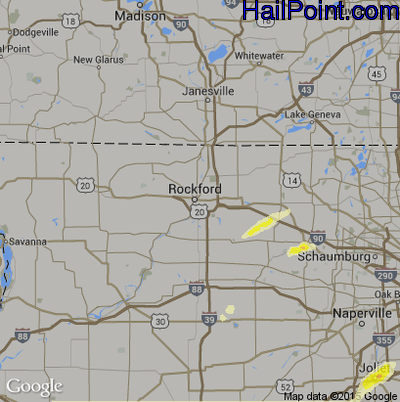 Hail Map for Rockford, IL Region on April 9, 2015 