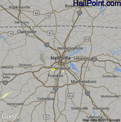 Hail Map for Nashville, TN Region on April 15, 2015 