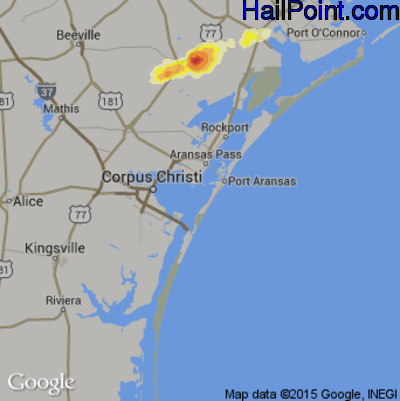 Hail Map for Corpus Christi, TX Region on April 16, 2015 