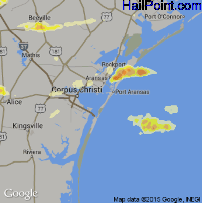 Hail Map for Corpus Christi, TX Region on April 17, 2015 